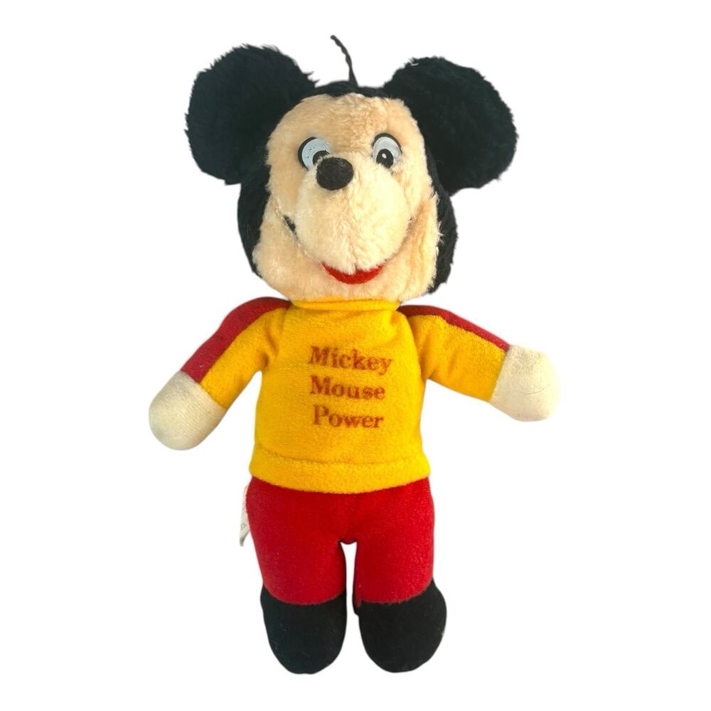 Vintage 70s Knickerbocker "Mickey Mouse Power" Plush 10" Bean Bag Walt Disney